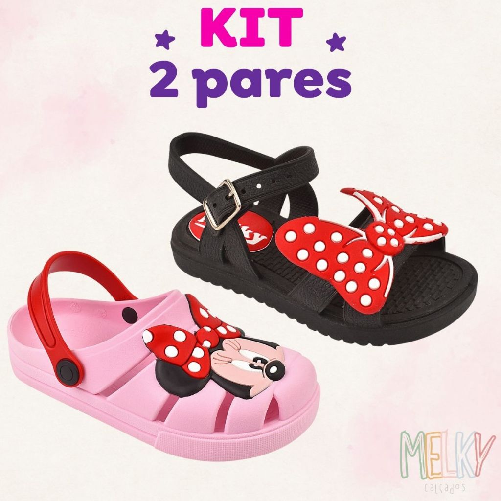 Kit 2 Pares Sandália Infantil Menina Confortável em Oferta na Shopee