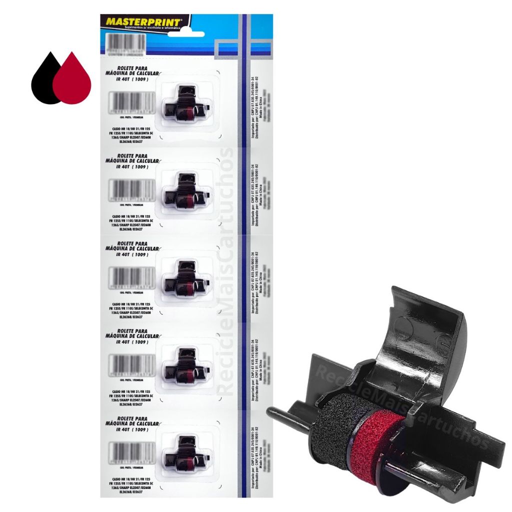 5 Rolete P/ Maquina De Calcular Ir 40t Ir40t 1009  Bicolor Sharp El2507 Hr 18 21 em Oferta na Shopee