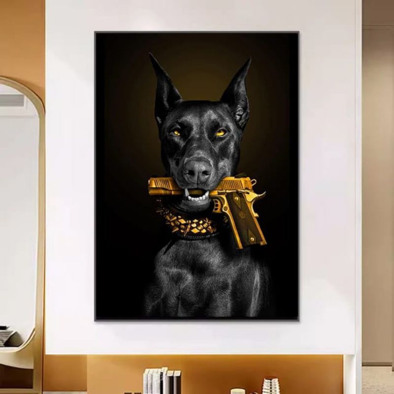 Quadro cachorro Doberman 1peça cachorro porte grande raça pet shop consultório veterinário cão bravo