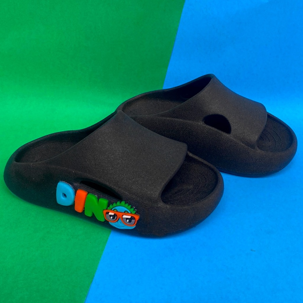 Chinelo Nuvem Slide Super Macio Infantil Para Meninos Escrita Dino