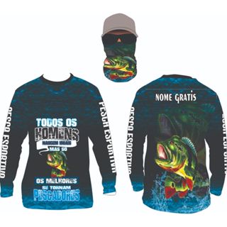 camiseta de pesca uv50 tucunare nome gratis e bandana ref90 em Oferta na Shopee