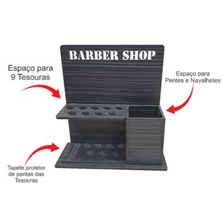Porta Tesouras Porta Pentes Navalhetes Escovas Barbearia Preto escovado em Oferta na Shopee