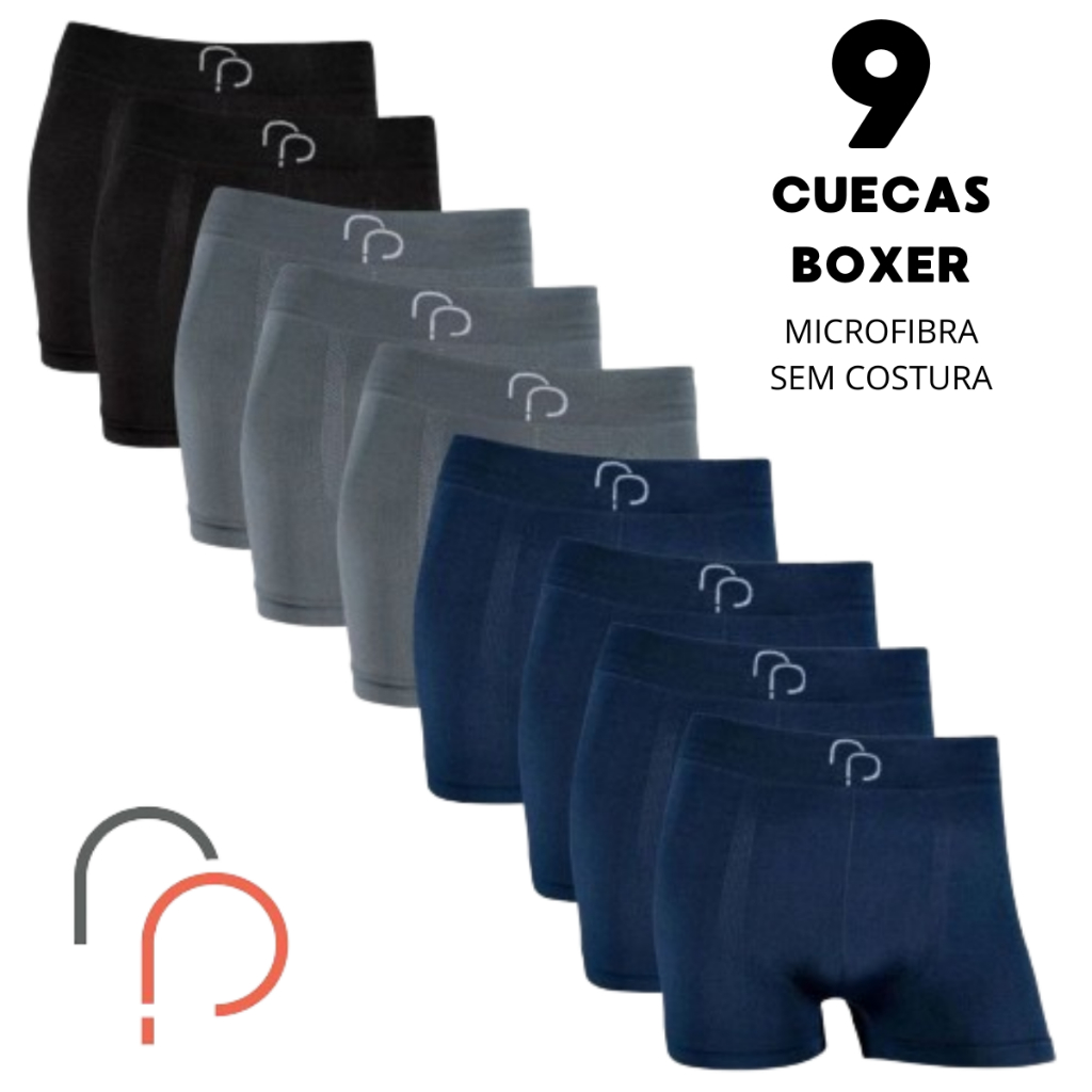 Kit 9 Cuecas Boxer Masculina Microfibra Cueca Box Sem Costura Adulto Confortável