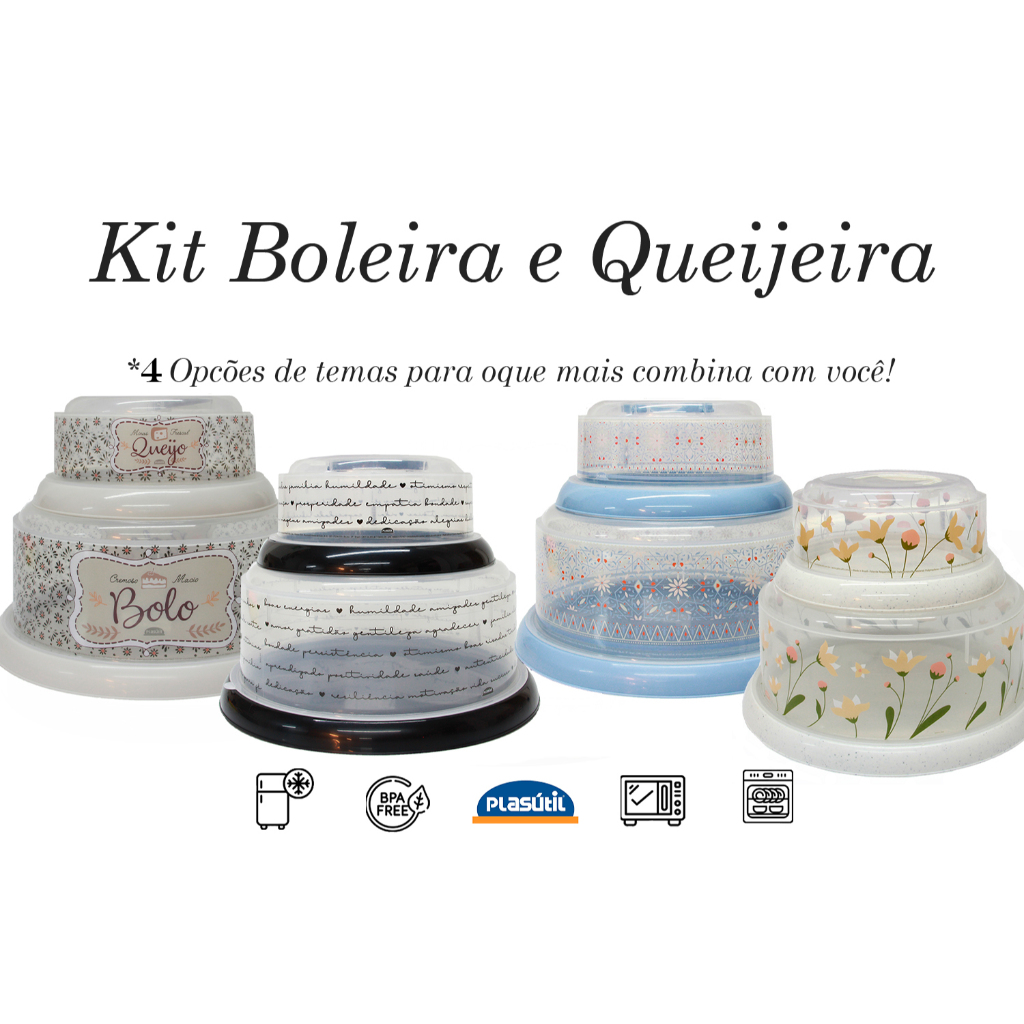 Kit boleira + queijera em várias estampas - qualidade Plasútil