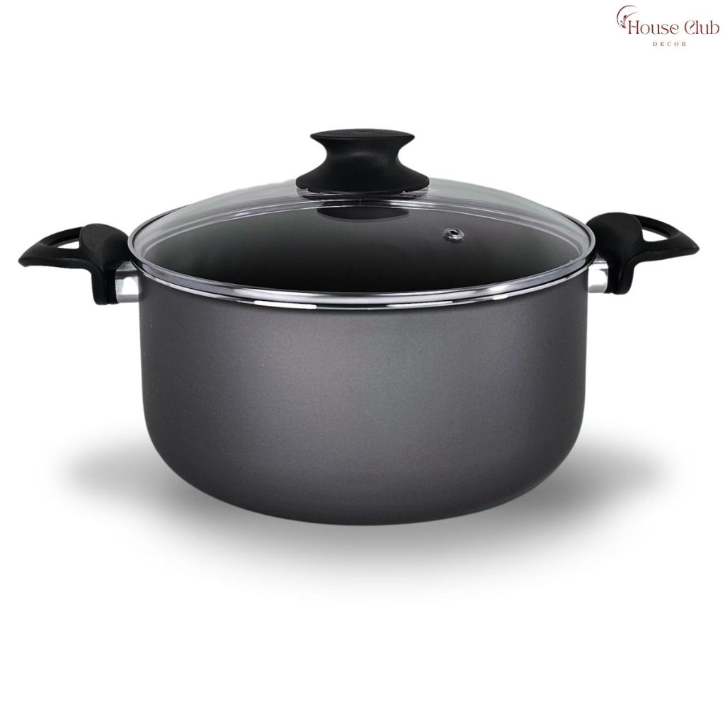 Panela Caçarola Plus TAMANHO GRANDE 24 cm Tampa de Vidro Antiaderente 5 Camadas de Teflon Cor Grafite Preto em Oferta na Shopee