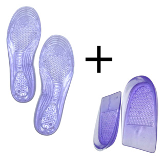 Kit Palmilha Gel Silicone + Calcanheira Gel Silicone Anti Impacto Esporão Cancaneo Fascite Plantar em Oferta na Shopee