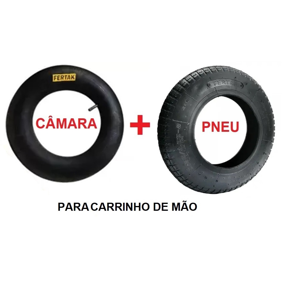 Pneu 2 Lonas E Câmara De Ar Para Carrinho De Mão (Kit Pneu + Câmara de ar)
