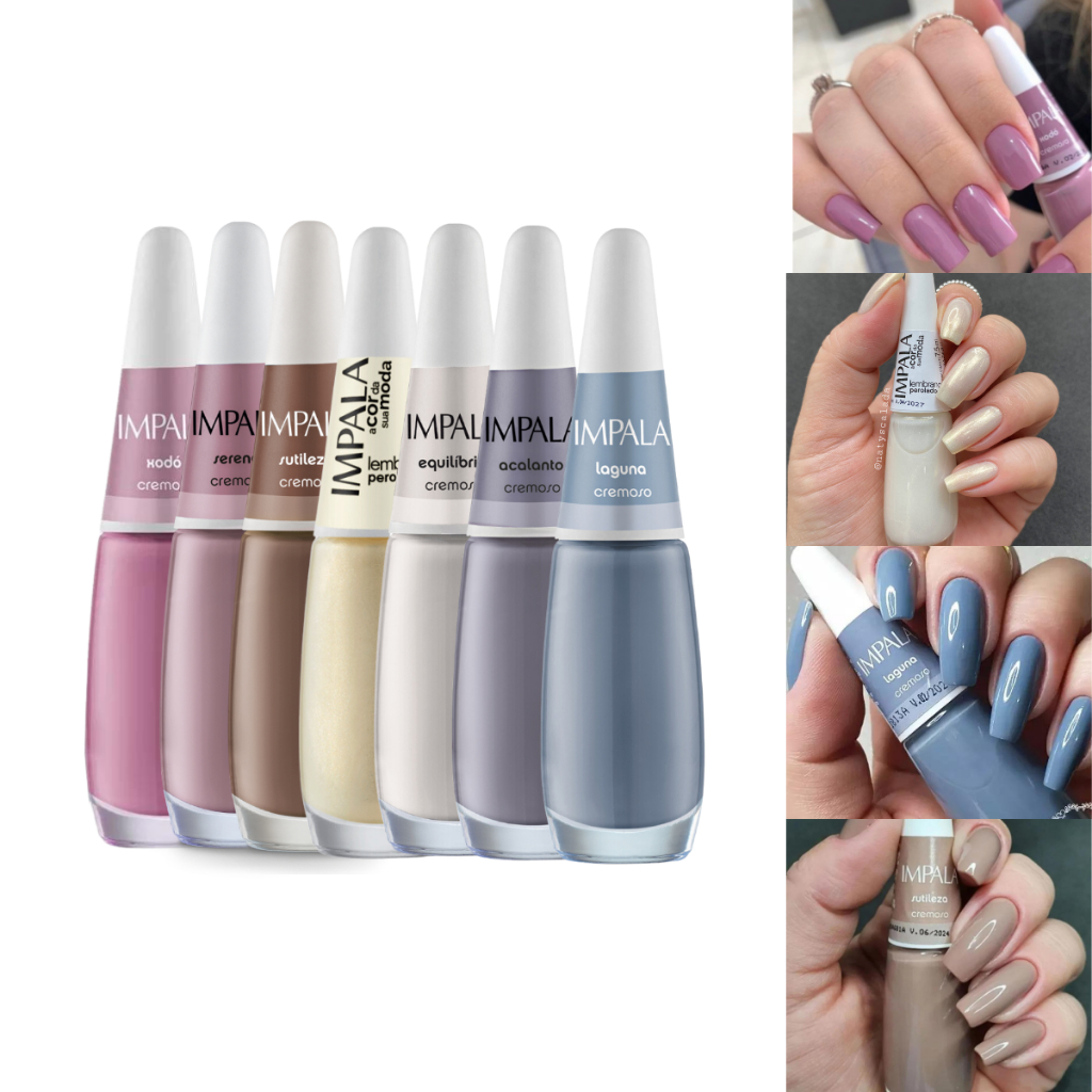 Kit 7 Esmaltes Impala Tons de Inverno A Cor da Sua Moda Cremoso Manicure em Oferta na Shopee