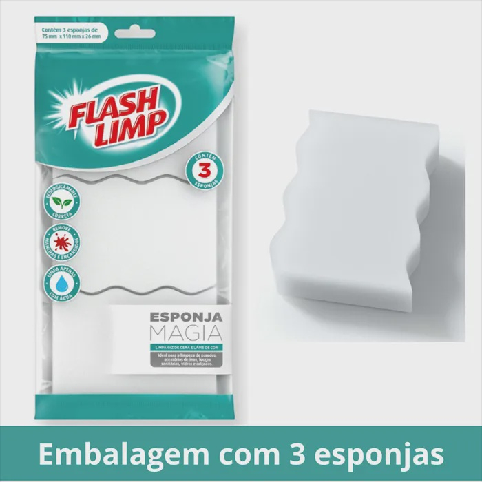 Esponja Mágica Flashlimp Remove Manchas 3 Unidades