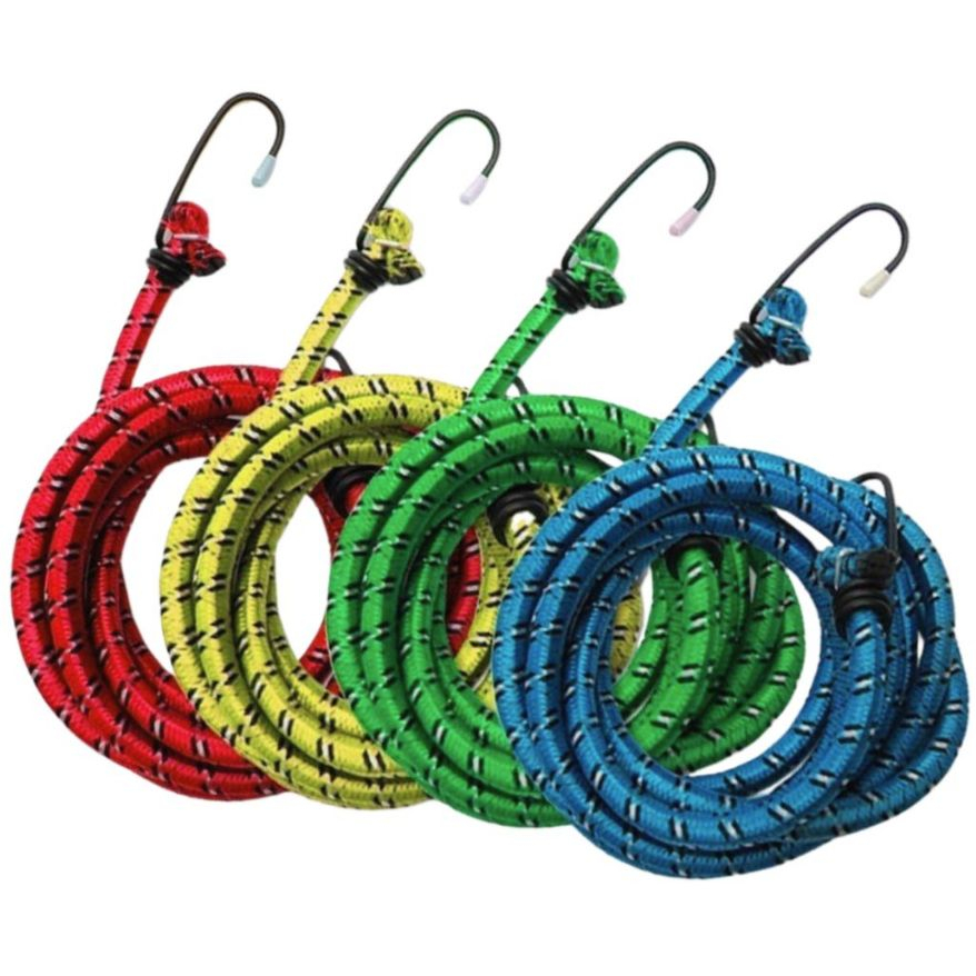 Kit 4 Cordas Elásticas Com Gancho Bagageiro, Moto, Bike, 1,20, 1,50 e 2,00 Metros em Oferta na Shopee