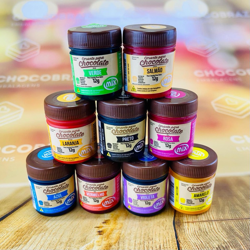 KIT 9 CORANTE PARA CHOCOLATE MIX 12G OFF AMARELO + VERDE + VERMELHO + AZUL + SALMÃO + VIOLETA + ROSA + PRETO + LARANJA em Oferta na Shopee