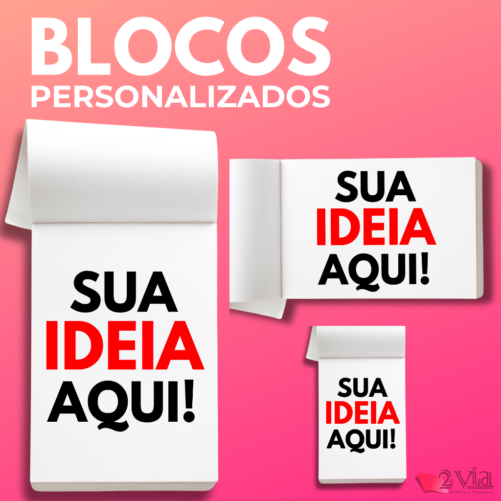 Blocos, Comandas, Receituários e Talões Personalizados | Bloco Impressão Colorida de 50 a 100 Folhas