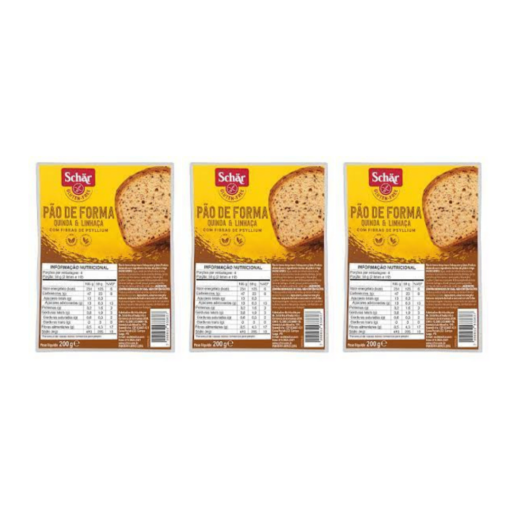 Kit 3 Pães De Forma Quinoa Linhaça Sem Glúten 200g Schar