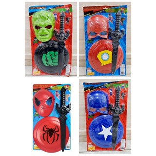 Kit Brinquedofantasia carnaval Espada com Escudo mascara Teia Aranha Vermelho / Hulkk Verde/ Capitão Azul Infantil Toy em Oferta na Shopee