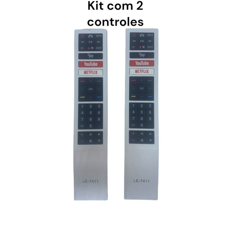 Kit com 2 Controle Remoto TV AOC Led Smart 4k - Youtube Netflix ver modelos na descrição