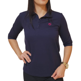 Camisa Feminina Gola Polo Algodão Manga 3/4 Piquet Casual em Oferta na Shopee