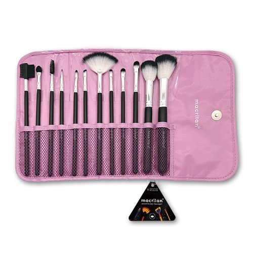 Kit 12 Pincel para Maquiagem Completo - Macrilan - Cores Variadas