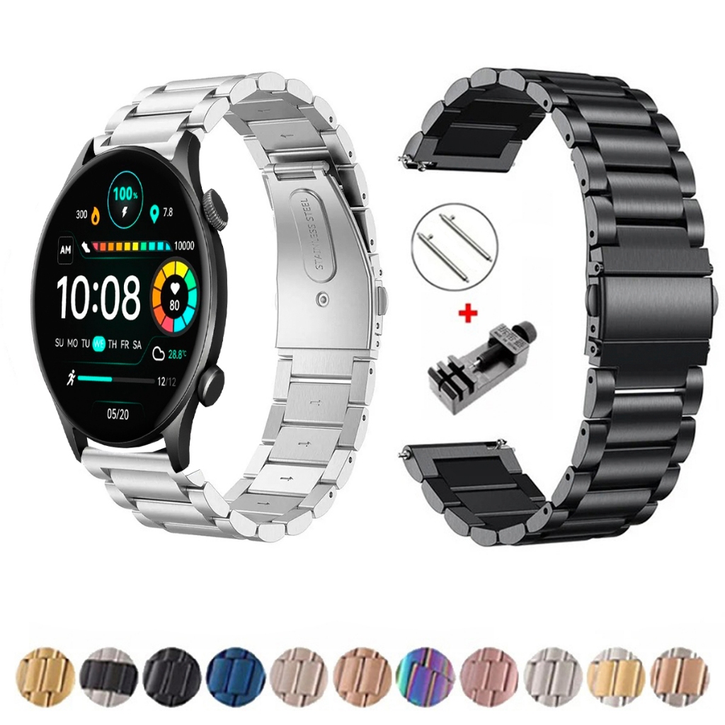 Pulseira de 22mm Metal Elos de aço inox para Haylou Solar Plus RT3 de Engate Rapido