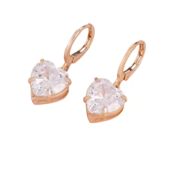 Brinco Rommanel Argola Com Coração Cristal de Zircônia Pendurado 10mm Mede 527301
