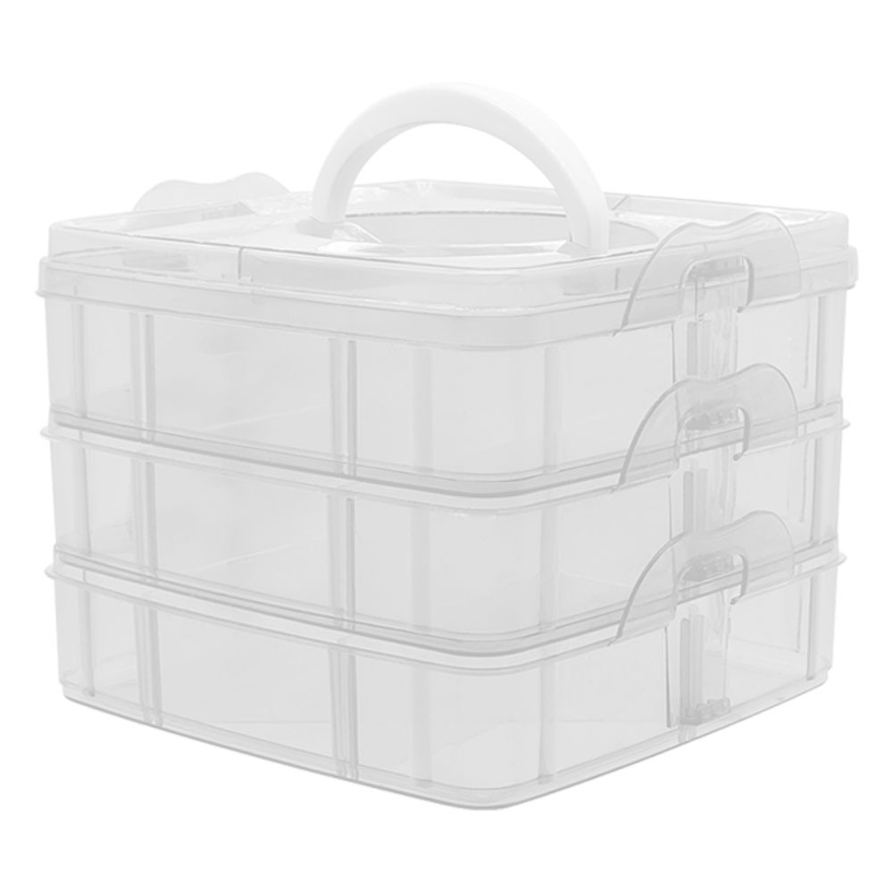 Maleta Organizadora 6 Divisórias 12cm x 15cm Transparente Ut.877 Caixa Organizadora para miçangas com três compa em Oferta na Shopee