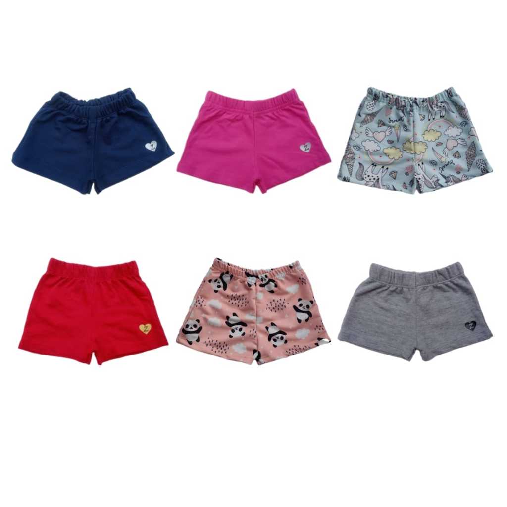 Kit 3 Shorts Sortidos Menina Tam 1 ao 3 em Oferta na Shopee