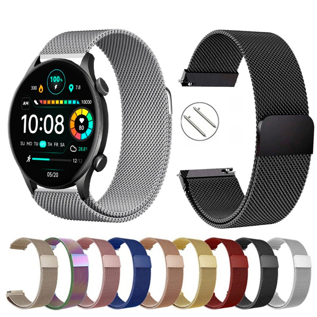Pulseira de 22mm milanesa aço inox para Haylou Solar Plus RT3 de Engate Rapido
