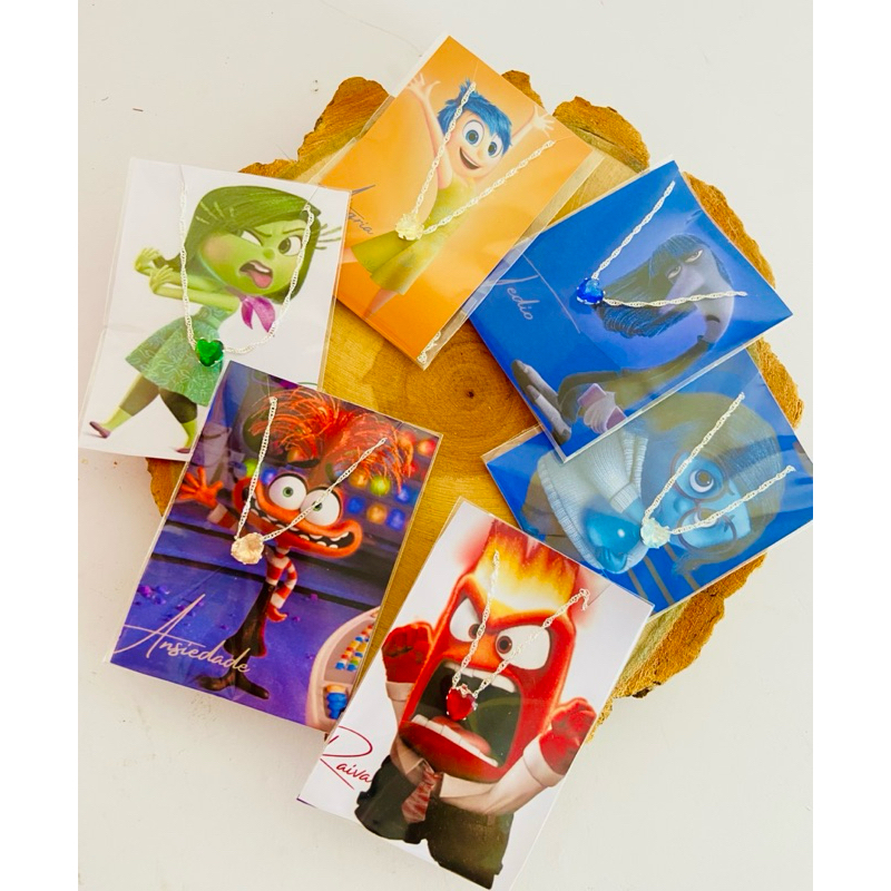 colares temáticos divertida mente prata 925 banhada cordão original coração cristal