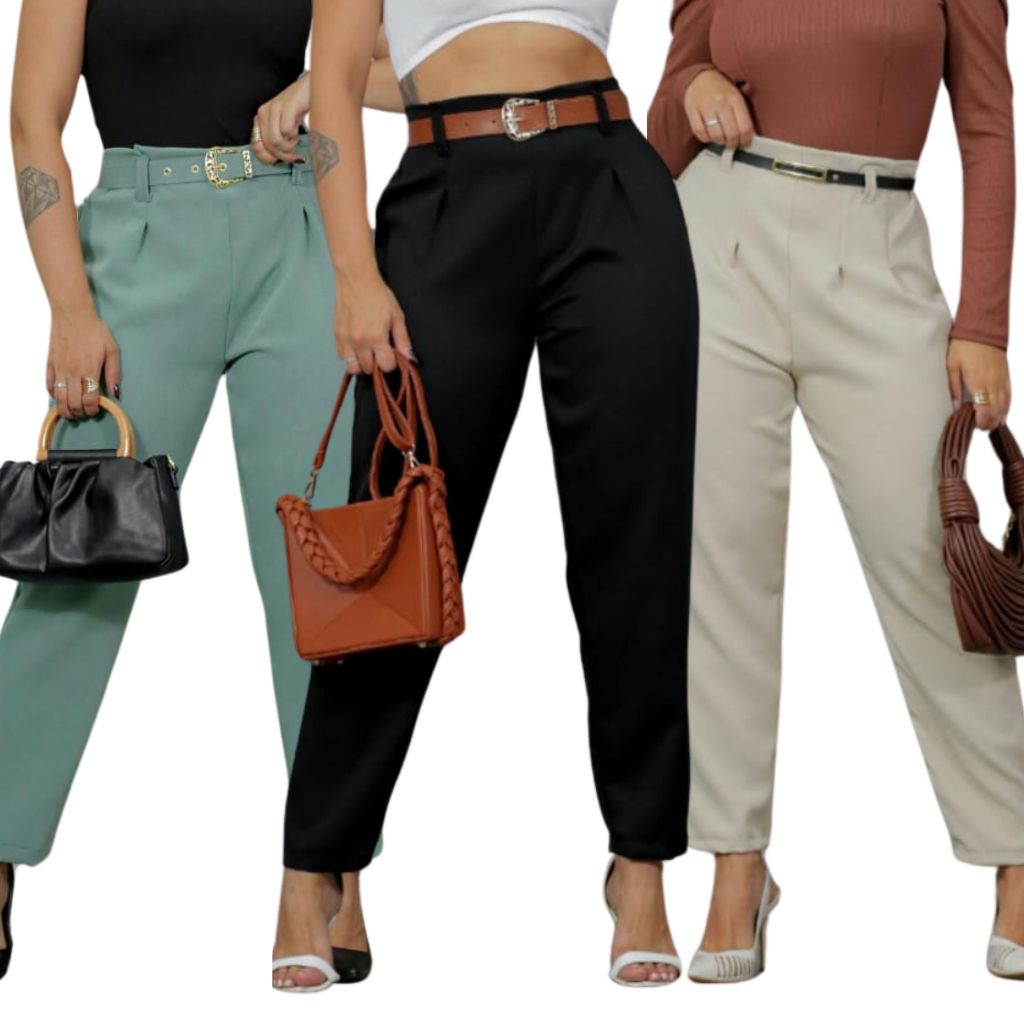 Calça Feminina Alfaiataria com Cinto NOVO!