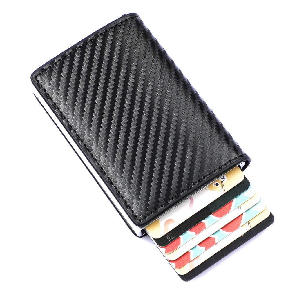 Carteiras Fibra De Carbono Porta-Cartões Masculina Marca Preta Mágica Tripla De Couro Promoção em Oferta na Shopee