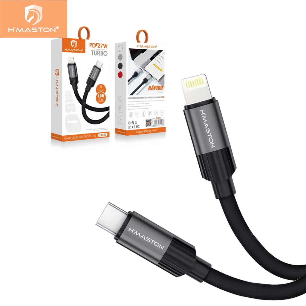 H'maston SJX23/22 Cabo Carregador Rápido Turbo 27w Tipo-c Para IOS/Lightning Original Tipo C-Tipo C em Oferta na Shopee