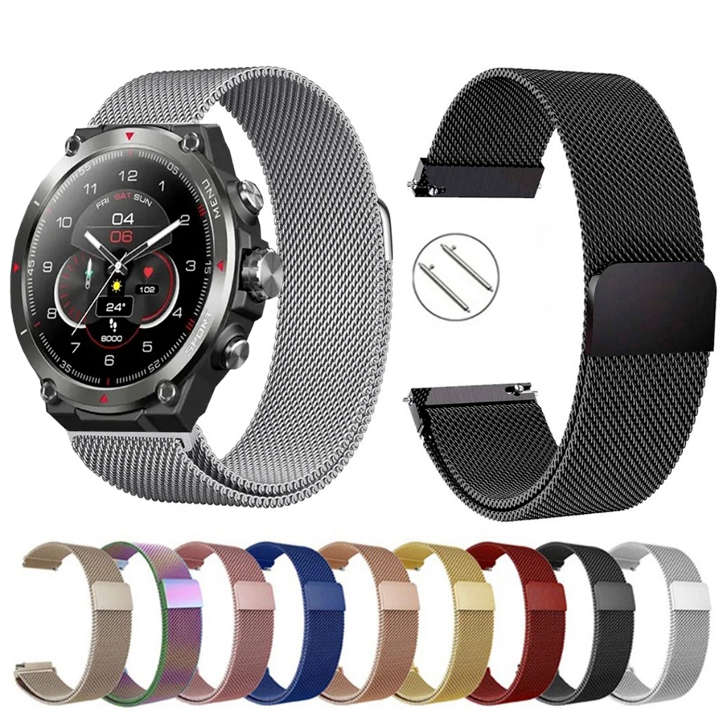 Pulseira de 22mm milanesa aço inox para Zeblaze Stratos 2 de Engate Rapido