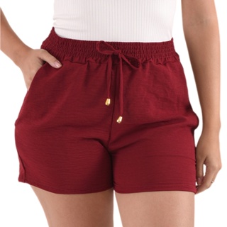 Shorts Bermuda Feminina Basica Dunas Cintura Alta Bolsos em Oferta na Shopee