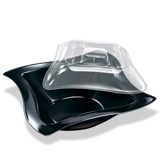 Travessa plástica quadrada veneza com tampa 22CM