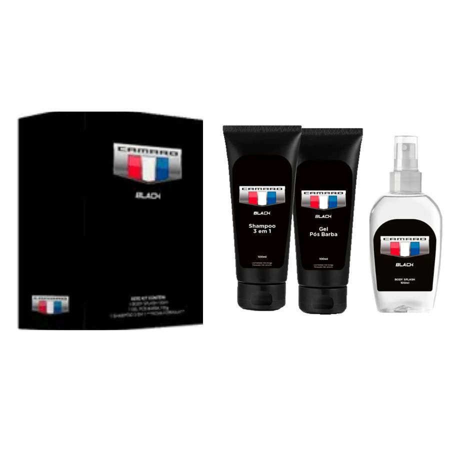 Kit Camaro Black ( Body Splash 100ml + Shampoo 100ml + Gel Pós Barba 100ml ) - Sem Celofane em Oferta na Shopee