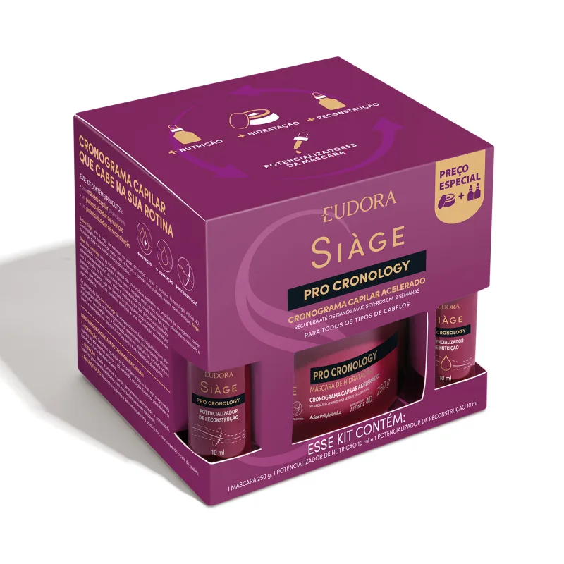 Kit Cronograma Capilar Acelerado Siàge Pro Cronology (3 itens) em Oferta na Shopee