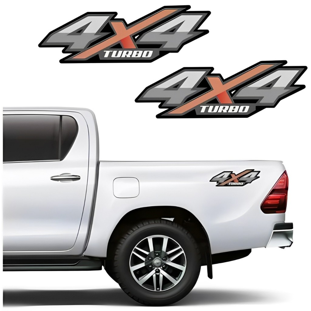 Kit 02 Adesivos Lateral (Direito e Esquerdo) 4x4 Hilux Turbo 2016 A 2020 AD1164