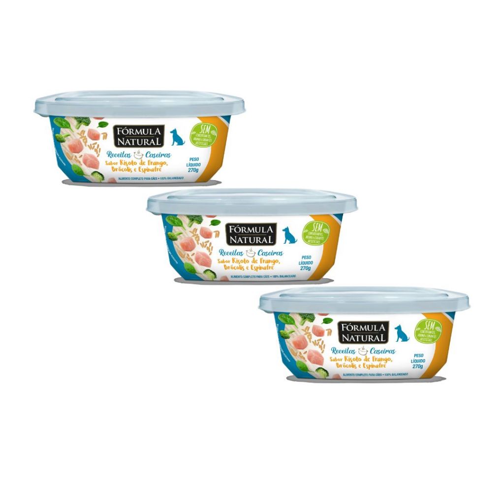 3 un Formula Natural Receitas Caseiras RISOTO DE Frango BRÓCOLIS E ESPINAFRE 270 g CÃES