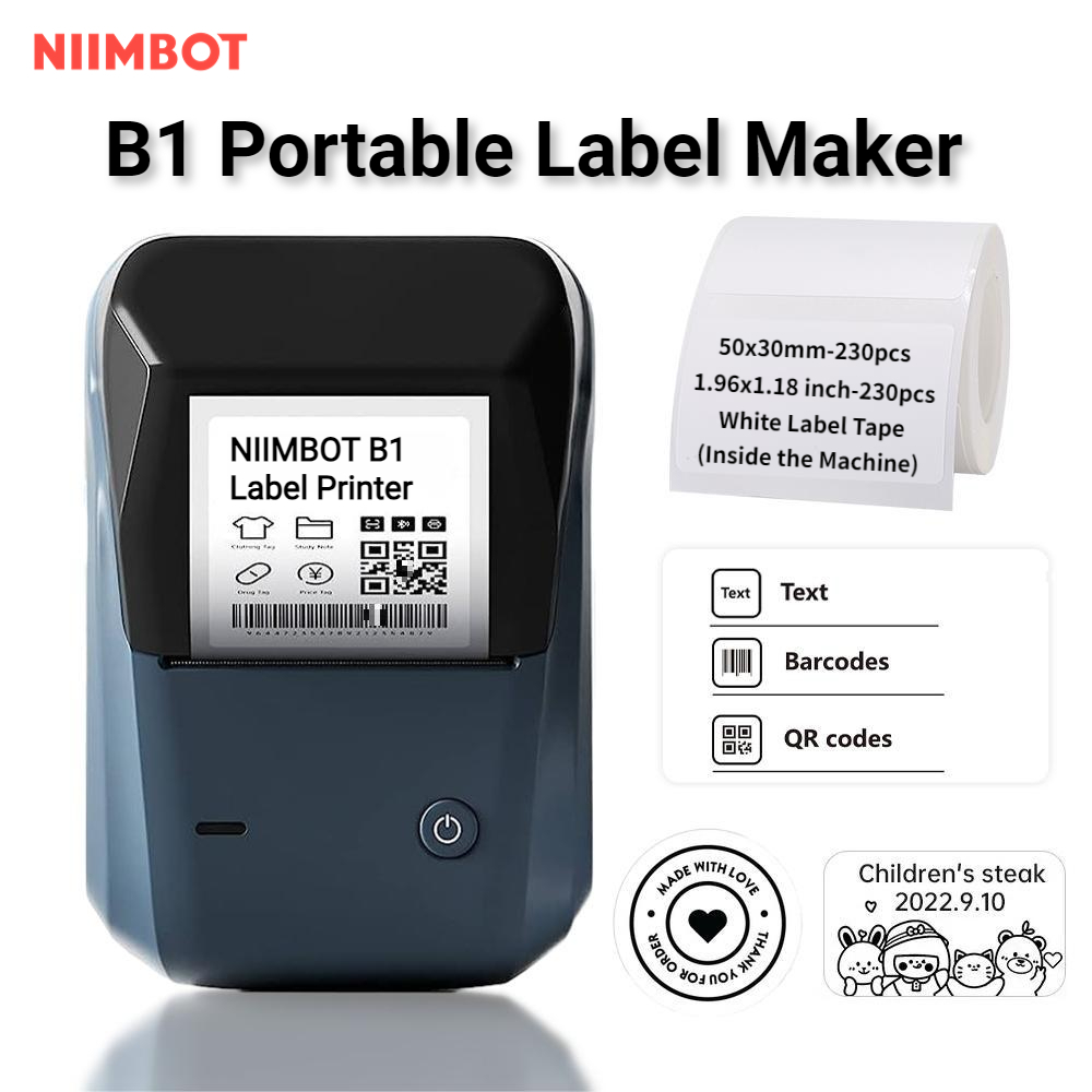 NIIMBOT B1 Label Maker Com Identificação Automática , Impressora De Etiquetas Portáteis Bluetooth em Oferta na Shopee