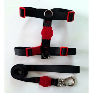 Peitoral H Anti-puxão preto com vermelho para cachorro em Oferta na Shopee