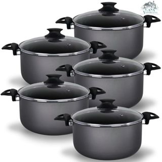 Jogo De Panelas Caçarolas Plus 16 a 24 Antiaderente 5 Camadas De Teflon Cor Preto Grafite em Oferta na Shopee