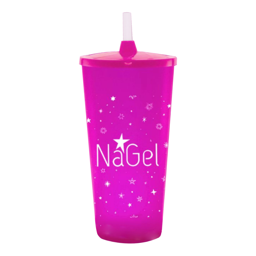 ⭐⭐  Nagel - Copo Ecologico 550ml - com Tampa e Canudo - Eu Nasci Para Brilhar ⭐⭐