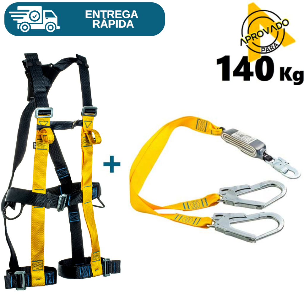 Cinto Paraquedista De Segurança 2 Pontos Athenas AT 7015 Athos II + Talabarte Duplo Y Com ABS