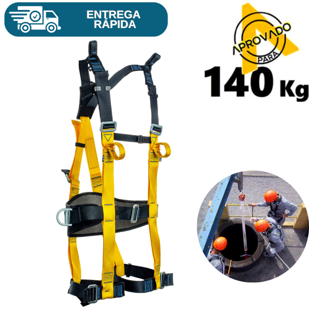 Cinto Paraquedista Segurança 4 Pontos Acolchoado Athenas AT 7015 Athos Confort II Espaço Confinado