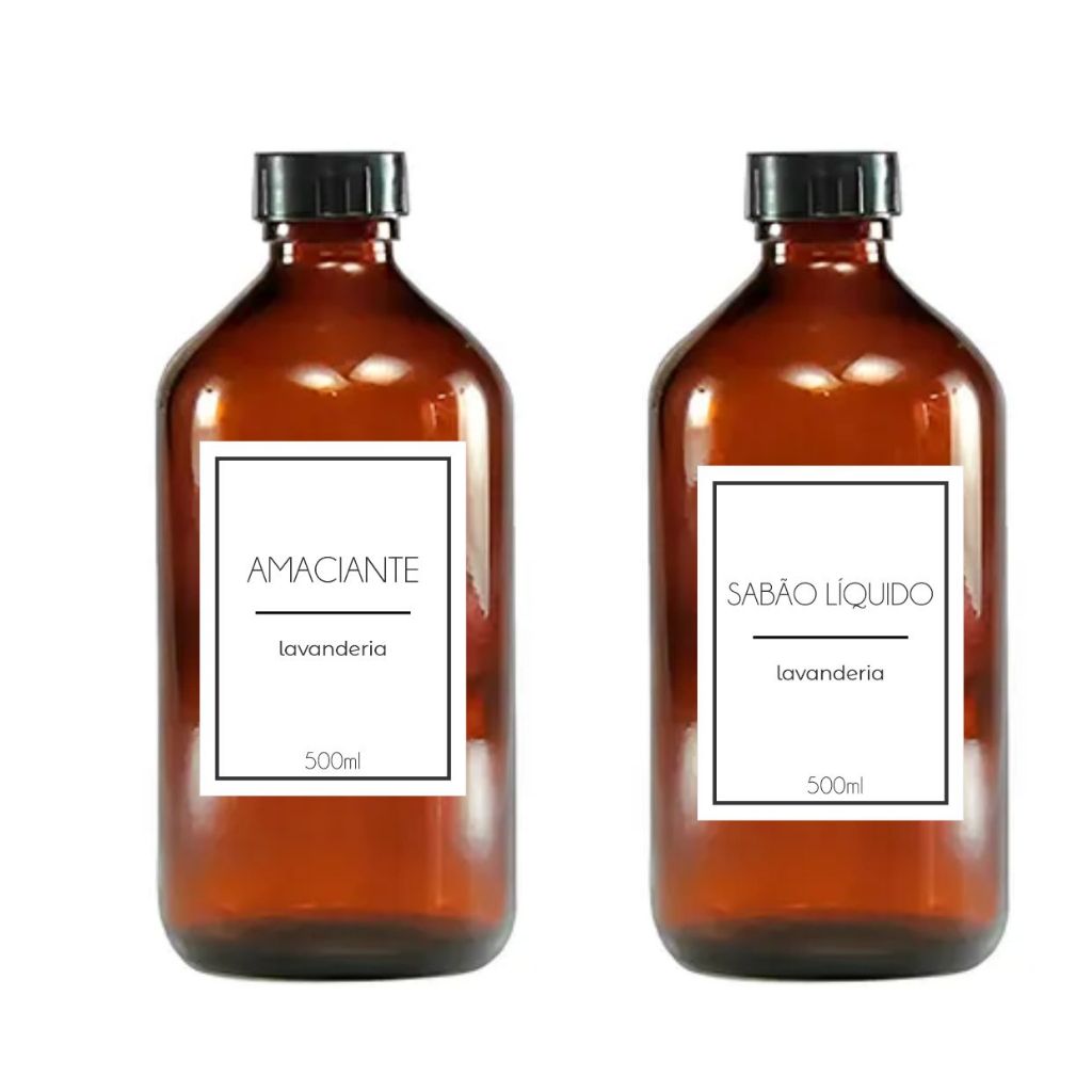 Rótulo Adesivo Não Mancha - Etiqueta Vinil Premium para 500ml Organizar Lavanderia