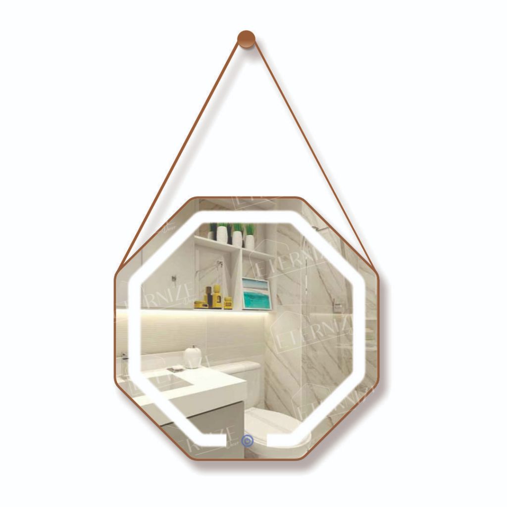 Espelho Decorativo Adnet Octogonal Iluminação LED Moderno