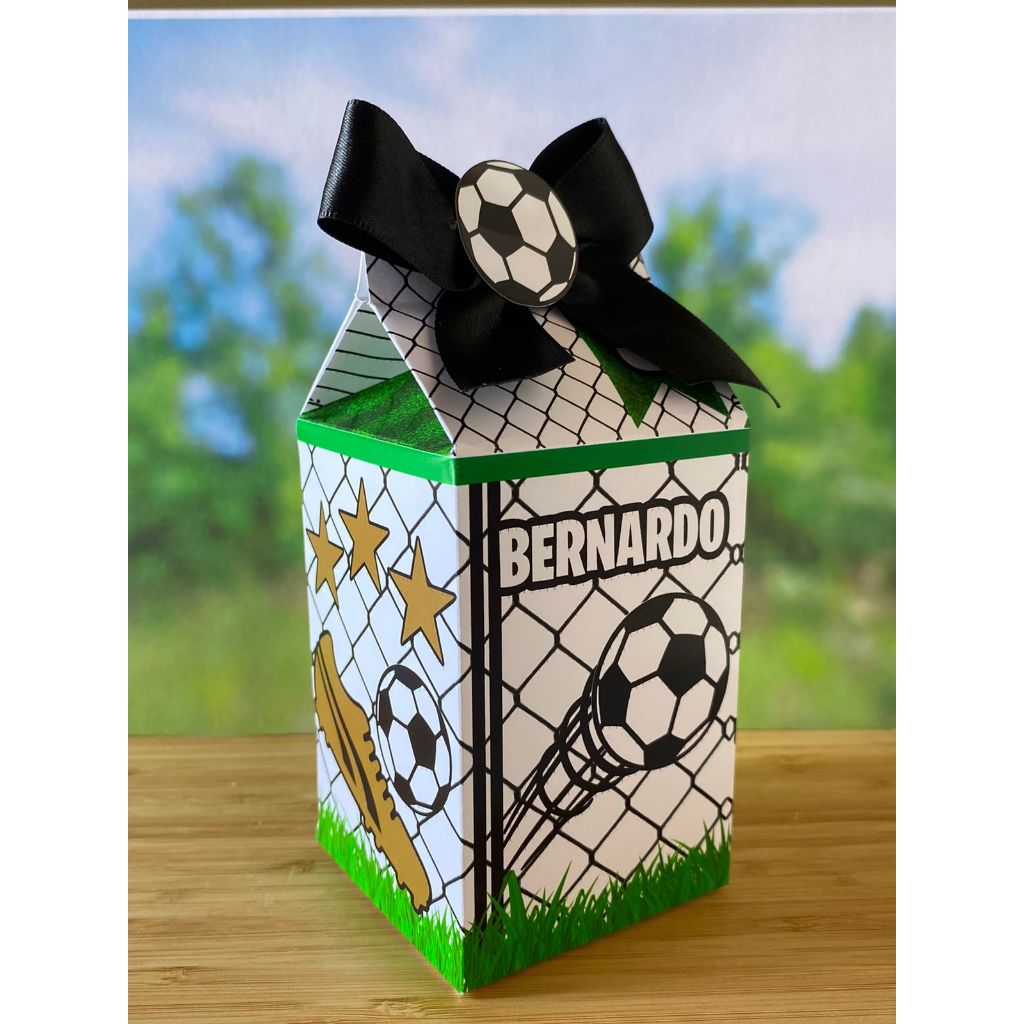 Caixa milk Festa Personalizados - Tema futebol - Lembrancinhas Caixinhas para festa