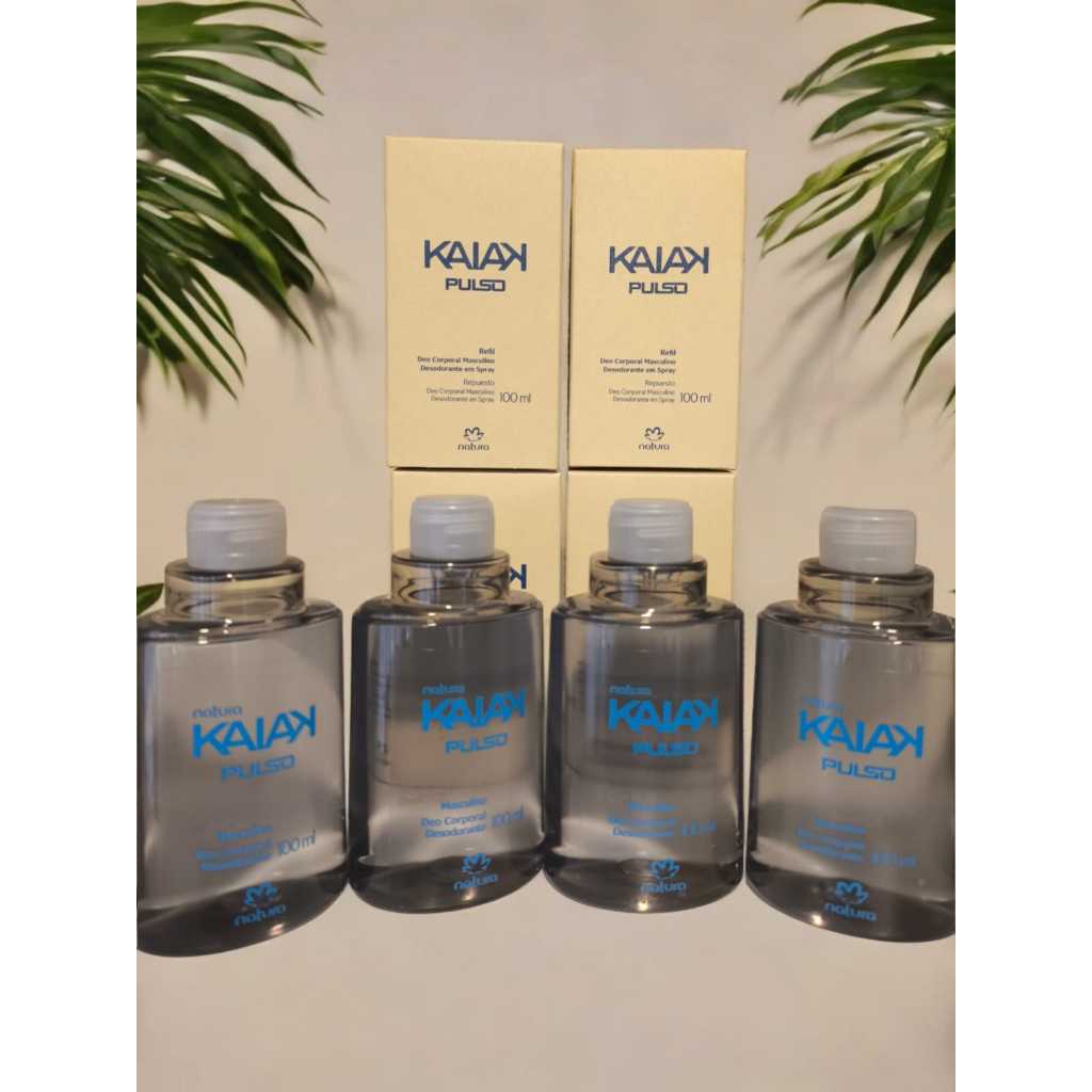 Combo 4 Refil Desodorante Deo Corporal Kaiak Pulso  Masculino Natura 100ml Cada
