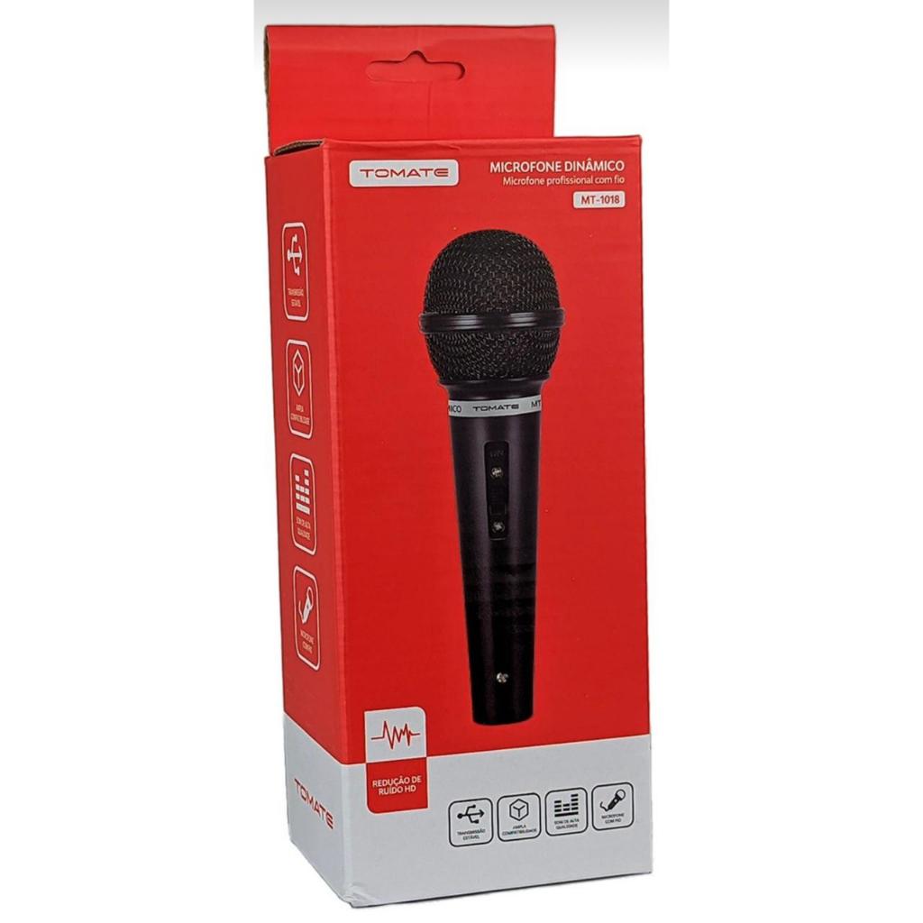 Microfone Dinâmico Karaokê Para Caixa De Som Profissional Cor Preto
