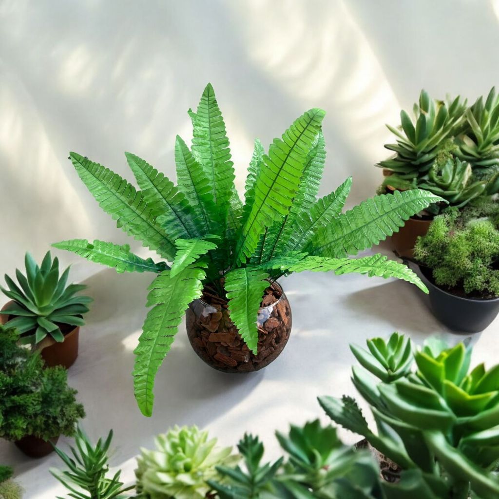 Samambaia Artificial Verde 46cm Toque Real - Escolha entre Buquê, Paulistinha, Americana, Francesa Pluma