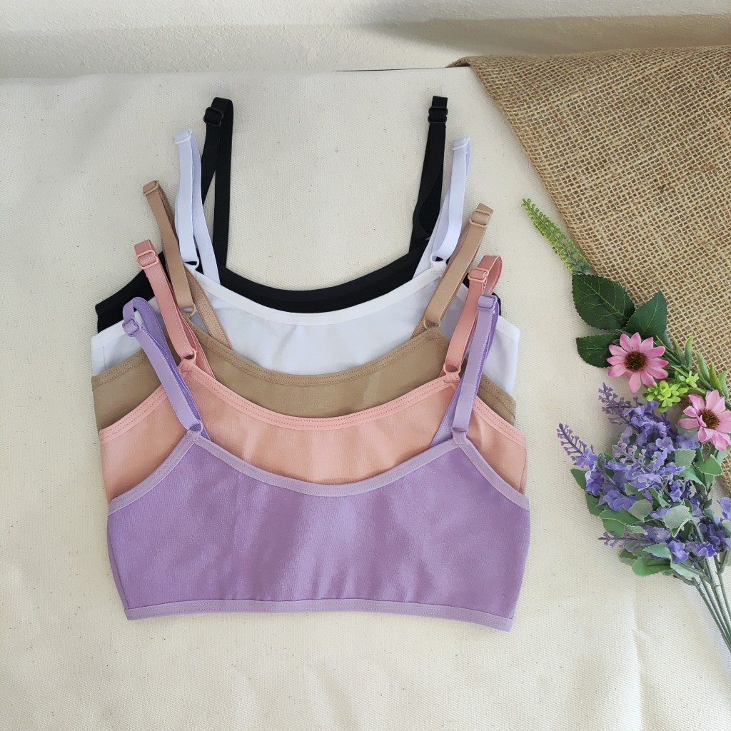 Kit 4 Sutiã Infantil Menina Moça Juvenil Algodão Liso Maya Confortável Colegial Sem Bojo Promoção